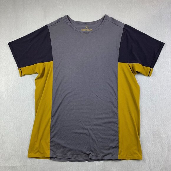 lululemon athletica Other - Lululemon Robert Geller Mens Shirt Large Gray Yellow Colorblock Take The Moment